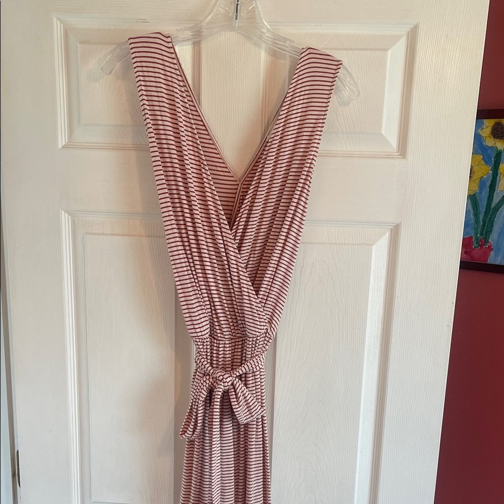 Lush Rust/Burnt Red Striped Jumpsuit